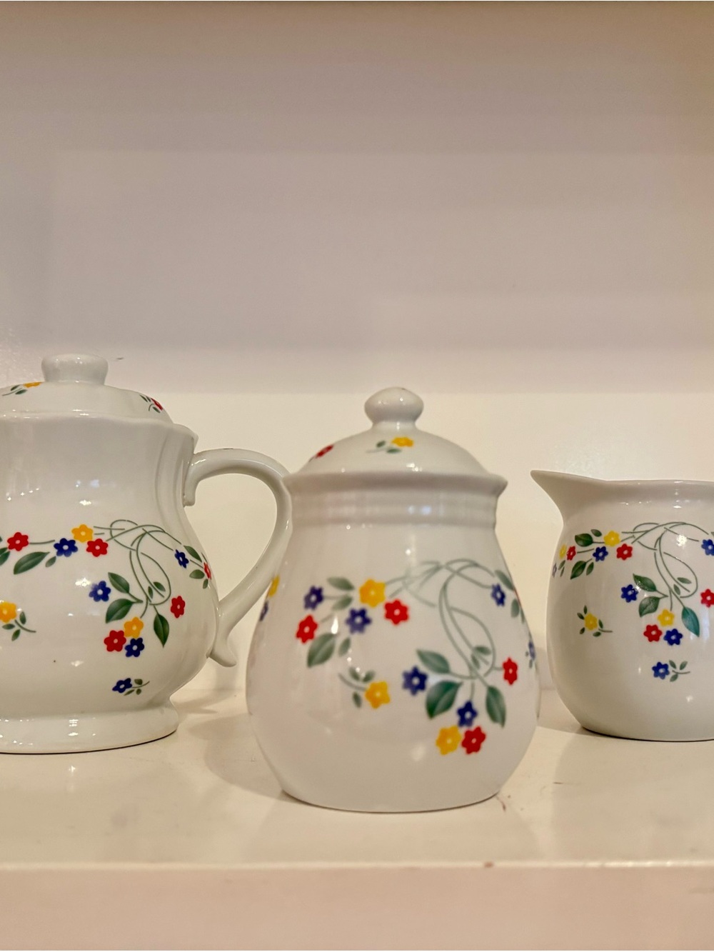 Vintage Corelle Coordinates English Meadow Teapot Creamer Sugar Bowl Set